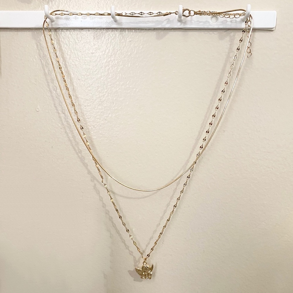 layered angel necklace | gold